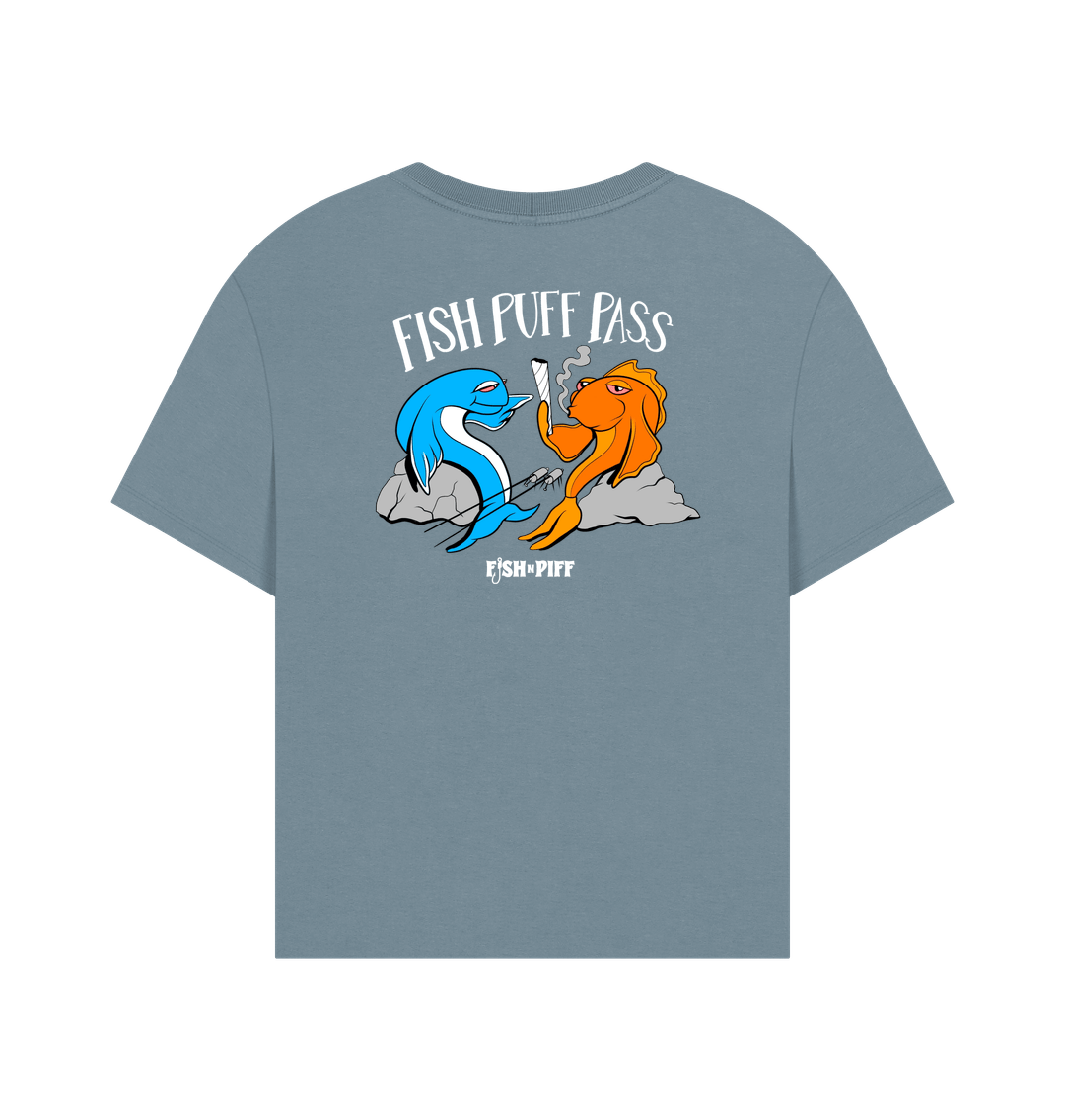 FISH PUFF PASS - Women's Oversized T White Box Logo