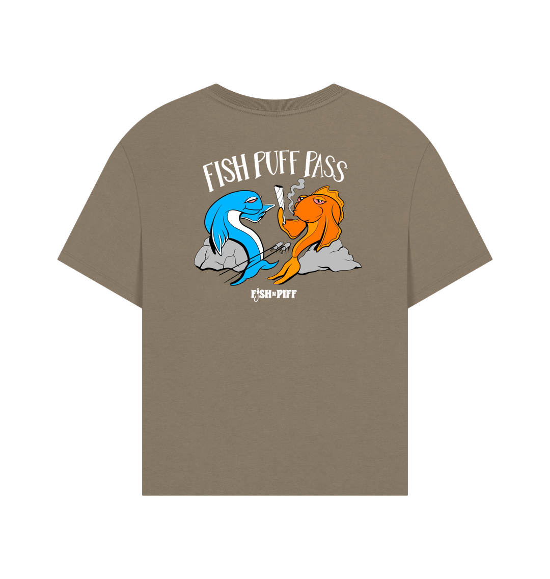 FISH PUFF PASS - Women's Oversized T White Box Logo