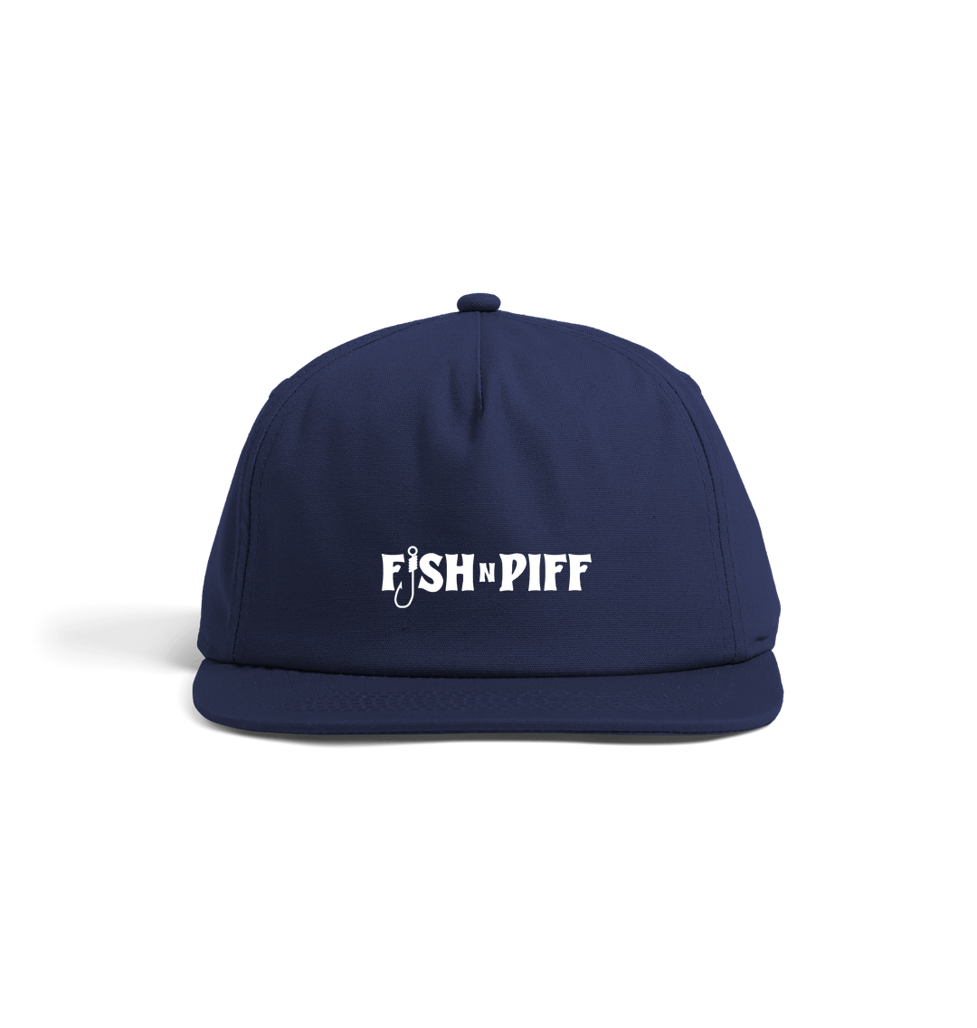 Oxford Navy FISHNPIFF 5 Panel Hat - White Logo