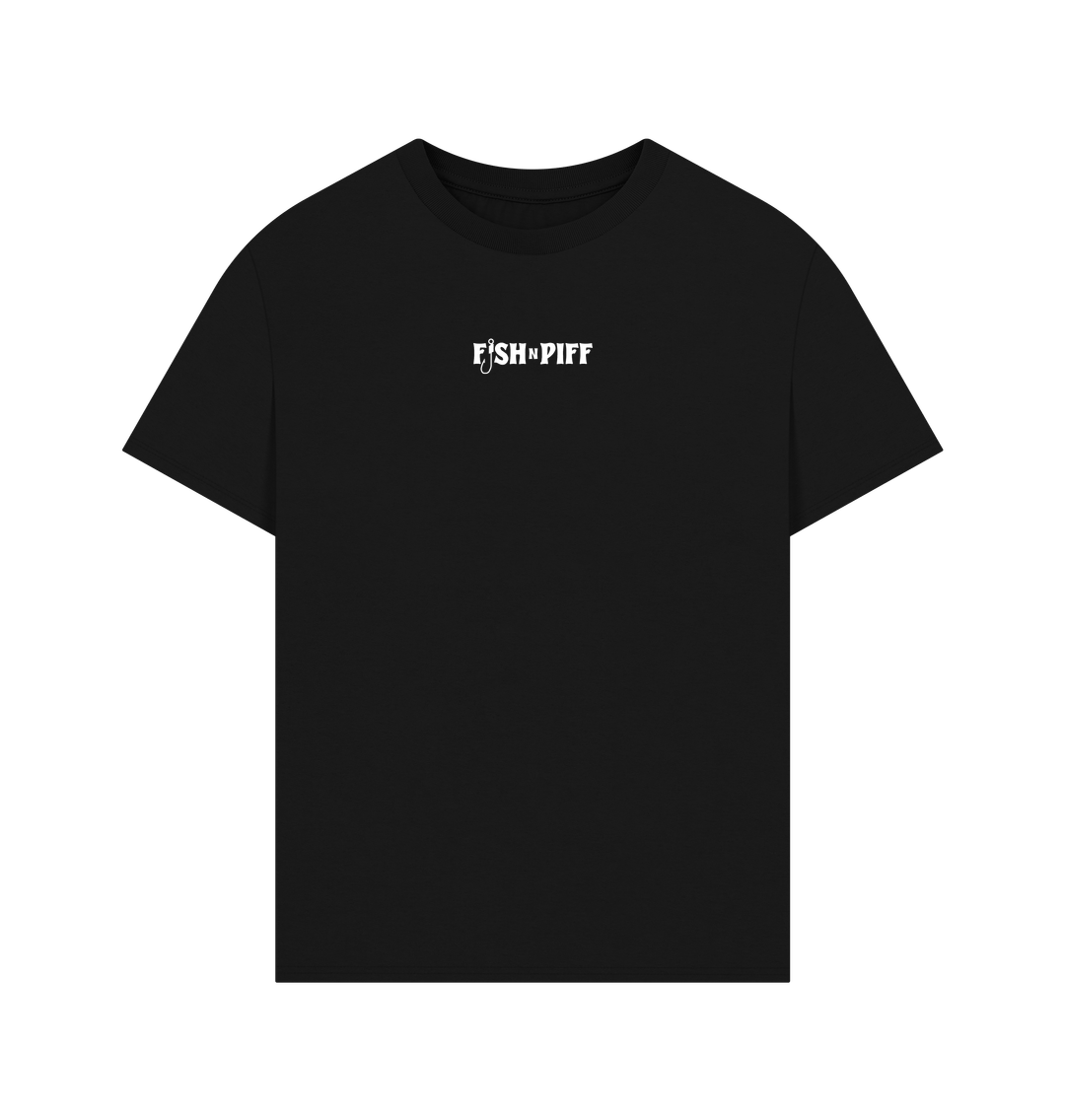 Black FFISHNPIFF X BASS VENTURA LIMITED EDTION COLLAB - WHITE LOGO - MENS OVERSIZE T