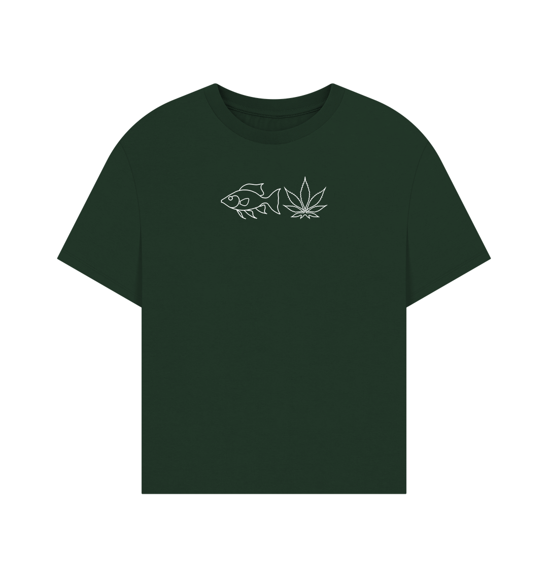 Evergreen FISHNLEAF WHITE LOGO - WOMENS OVERSIZE T