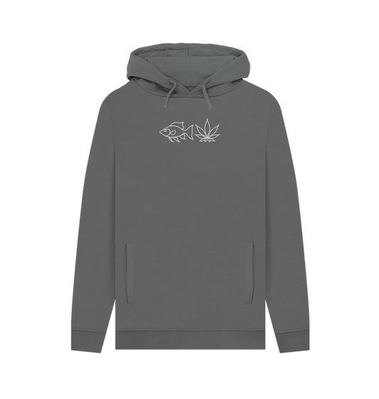 Slate Grey FISHNLEAF LOGO WHITE - UNISEX HOODIE