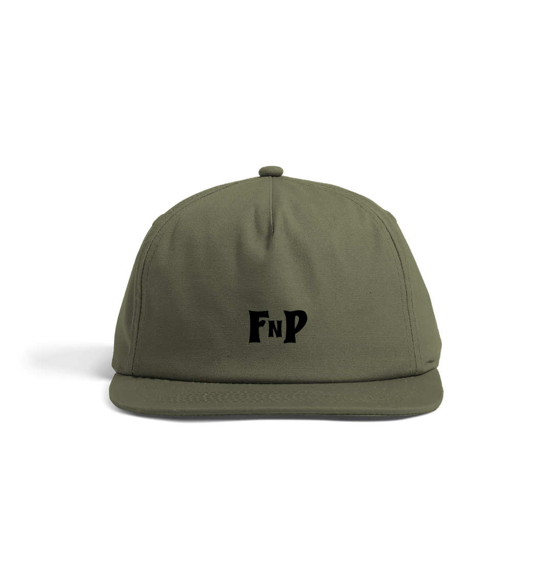 Olive Green FnP 5 Panel Hat - Black Logo