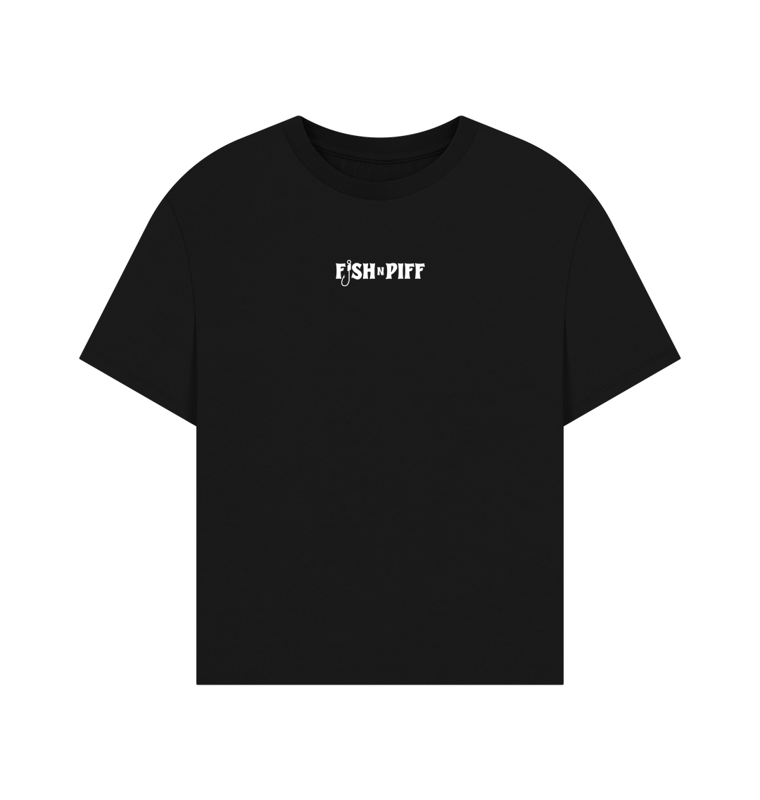 Black FISH PUFF PASS WHITE BOX LOGO - WOMENS OVERSIZE T