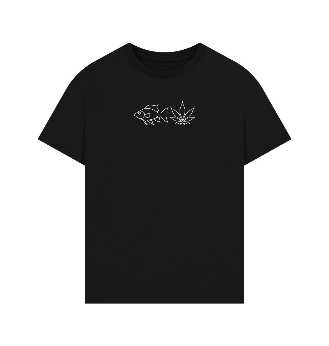 Black FISHNLEAF WHITE LOGO - MENS OVERSIZE T