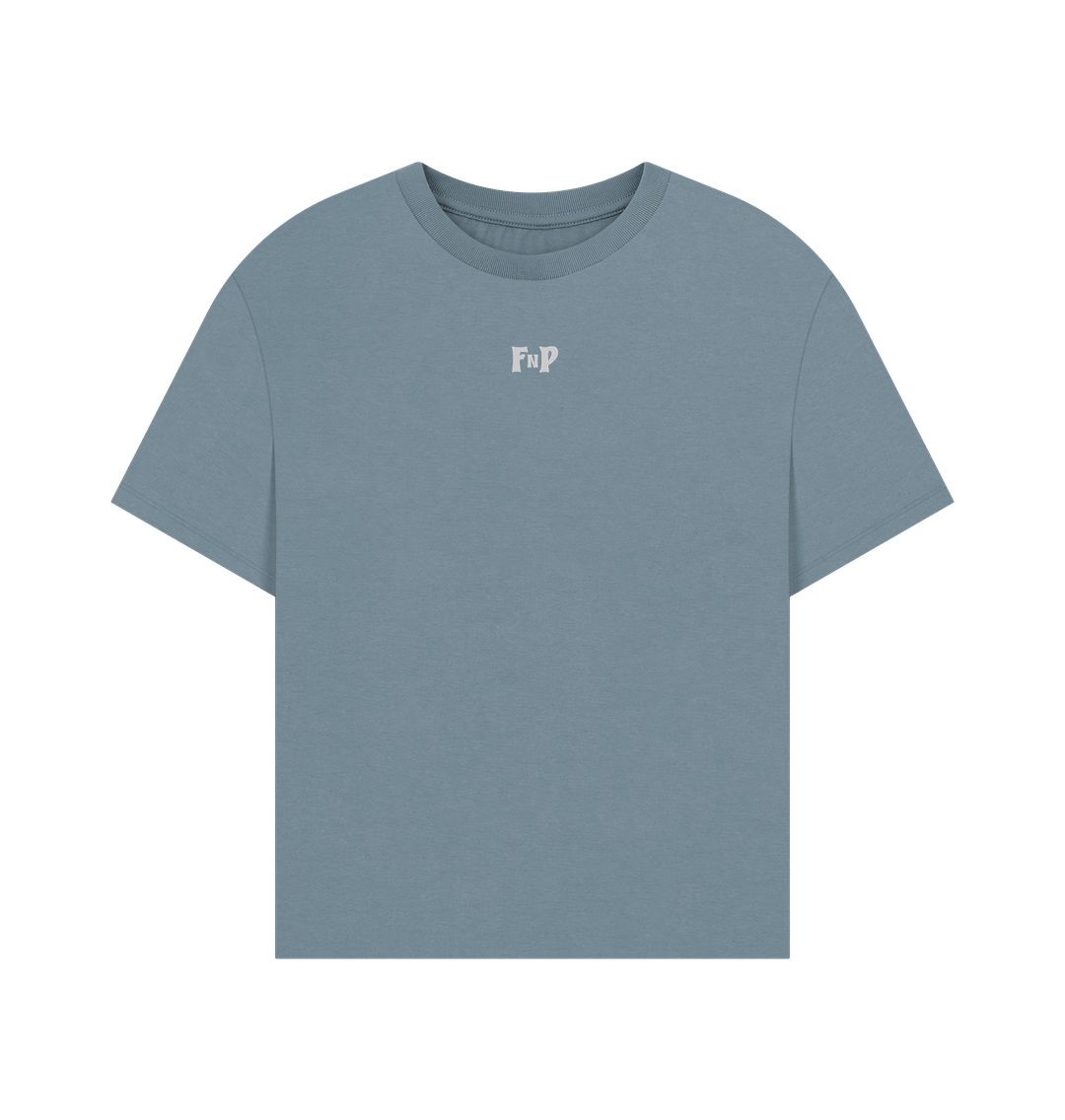 Stone Blue FNP SEA SNAKE SPIRAL GREY LOGO - WOMENS OVERSIZE T