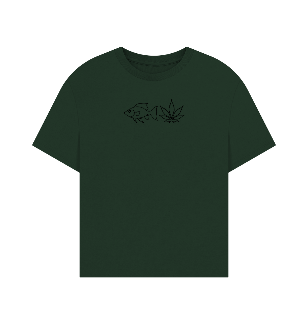 Evergreen FISHNLEAF BLACK LOGO - WOMENS OVERSIZE T