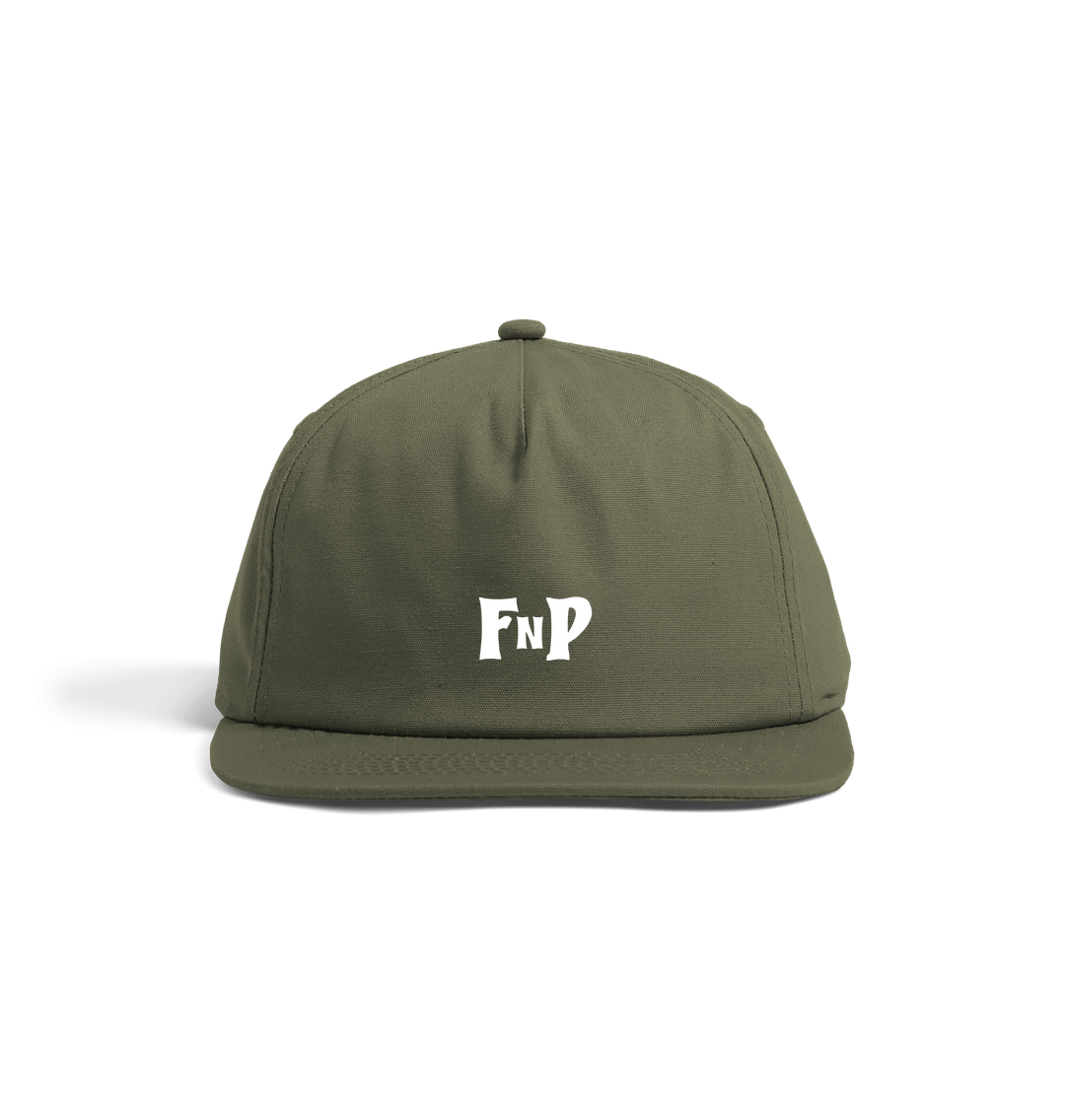 Olive Green FnP 5 Panel Hat - White Logo