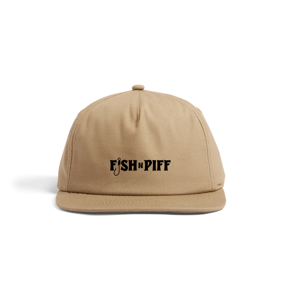 Desert Sand FISHNPIFF 5 Panel Hat - Black Logo