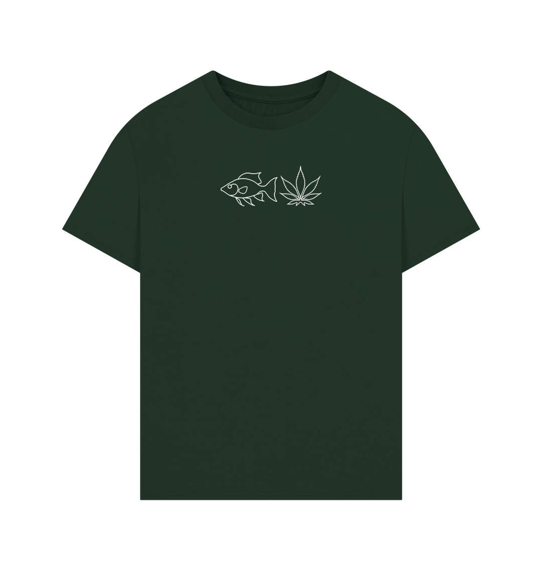 Evergreen FISHNLEAF WHITE LOGO - MENS OVERSIZE T