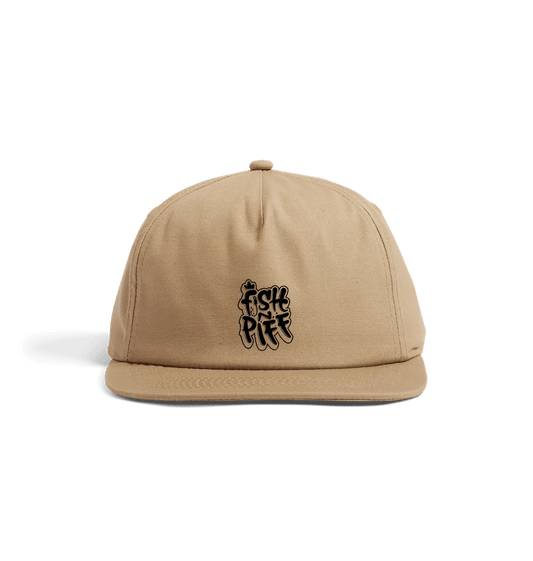 Desert Sand FISHNPIFF GRAFFITI LOGO 5 Panel Hat - Black Logo