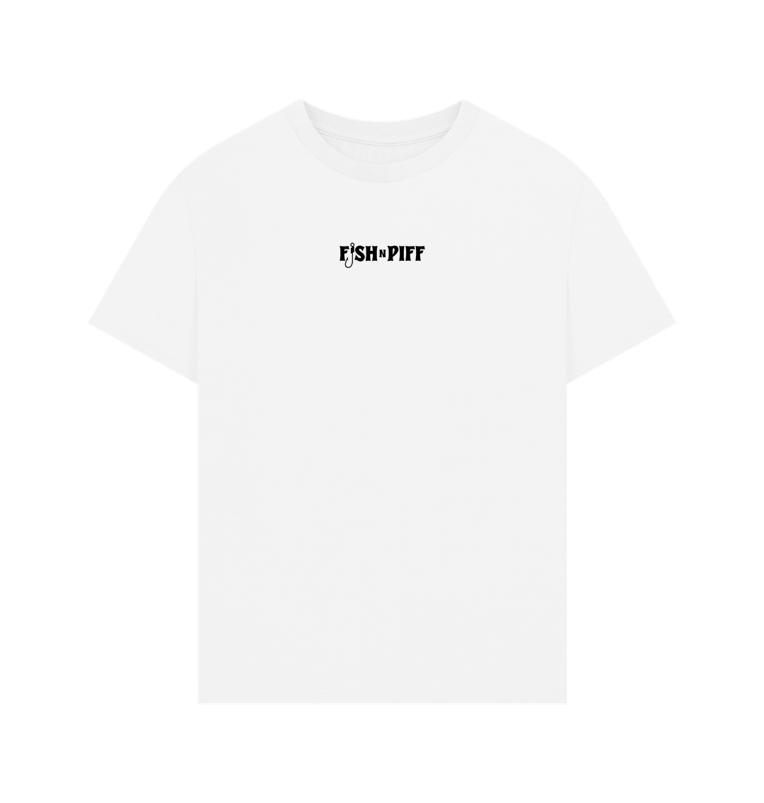 White FISHNPIFF X BASS VENTURA LIMITED EDTION COLLAB - BLACK LOGO - MENS OVERSIZE T