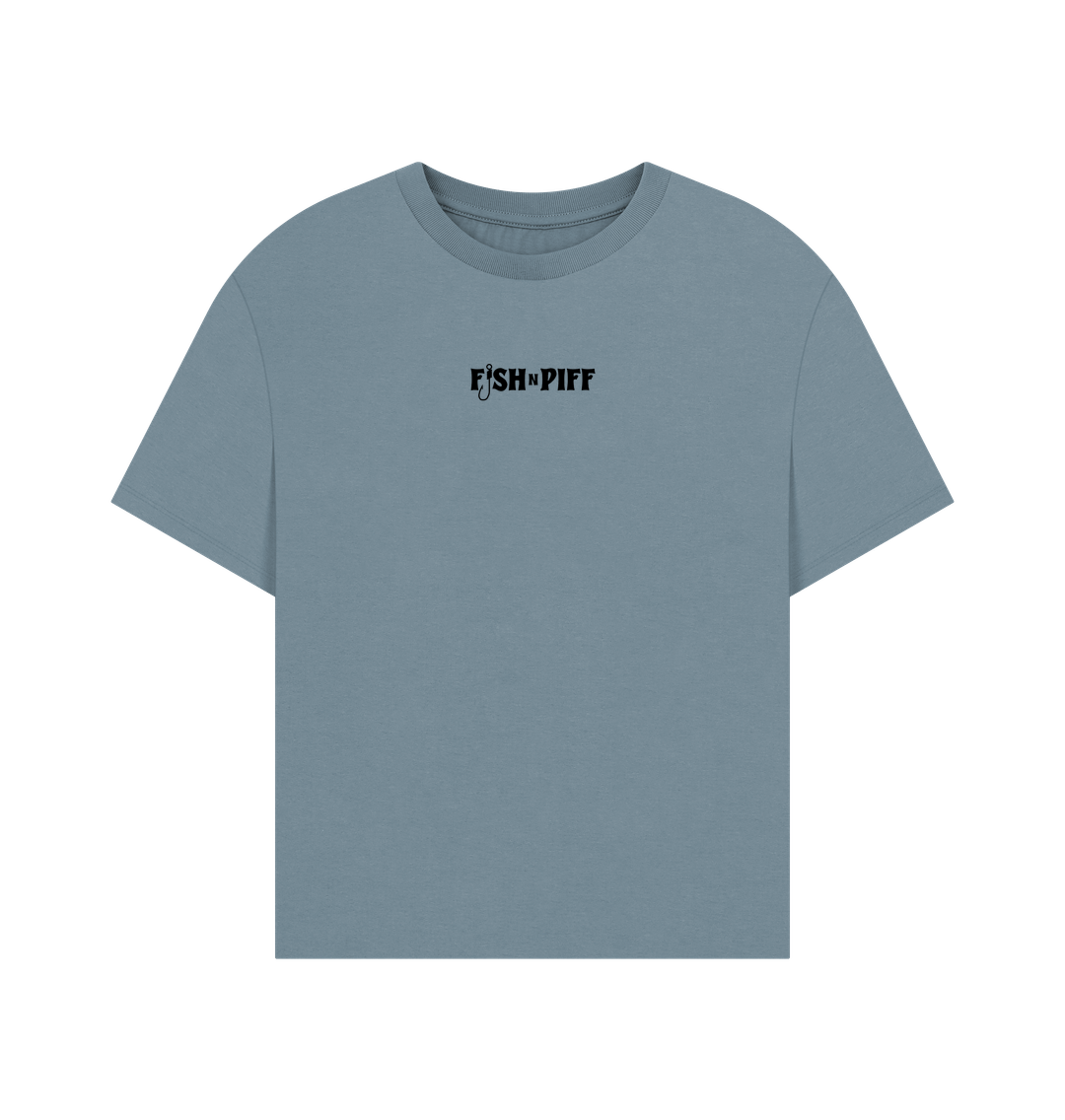 Stone Blue FISHNPIFF BLACK BOX LOGO - WOMENS OVERSIZE T