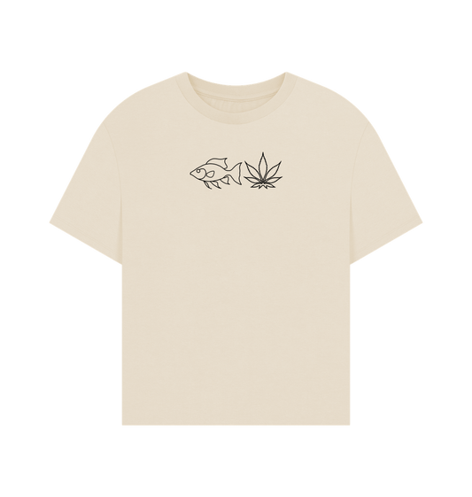 Oat FISHNLEAF BLACK LOGO - WOMENS OVERSIZE T