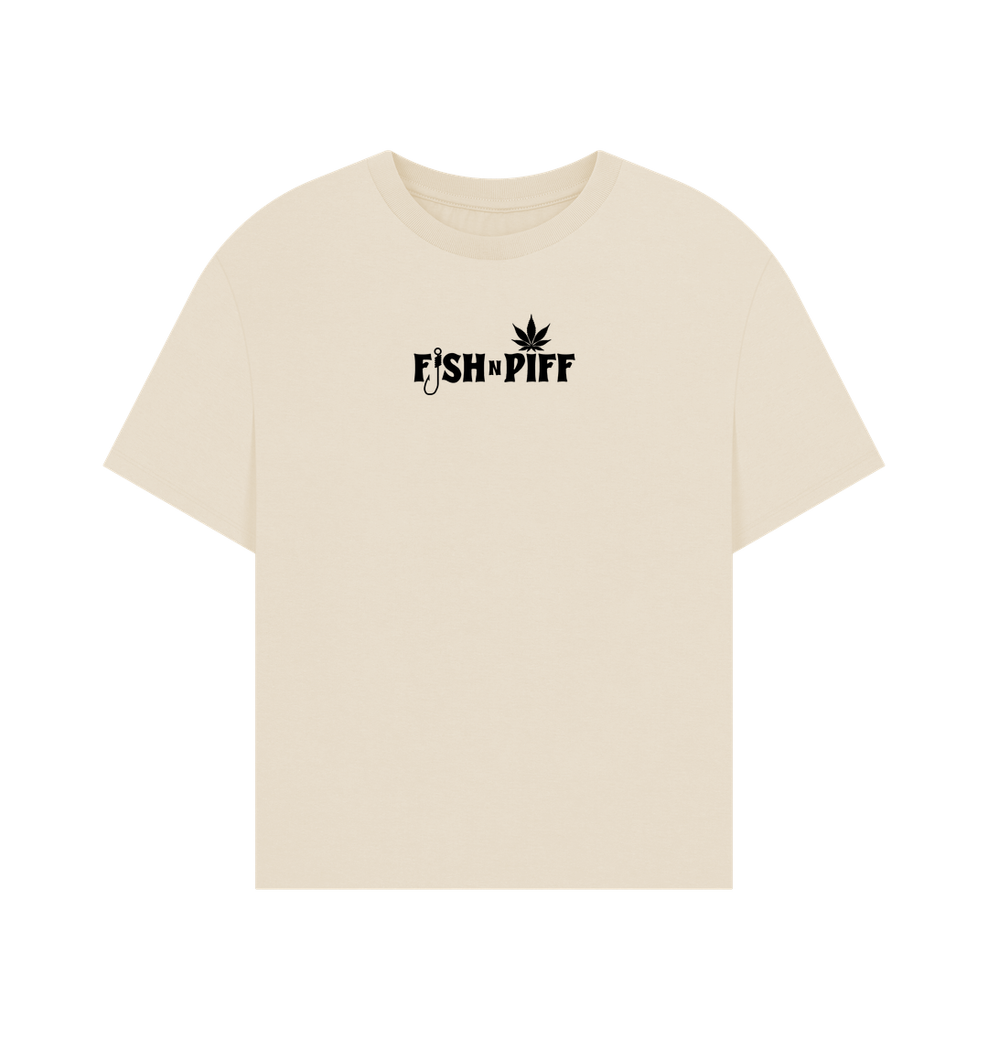 Oat FISHNPIFF HEMP LEAF BLACK LOGO - WOMENS OVERSIZE T