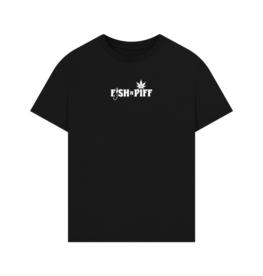 Black FISHNPIFF HEMP LEAF WHITE LOGO - MENS OVERSIZE T