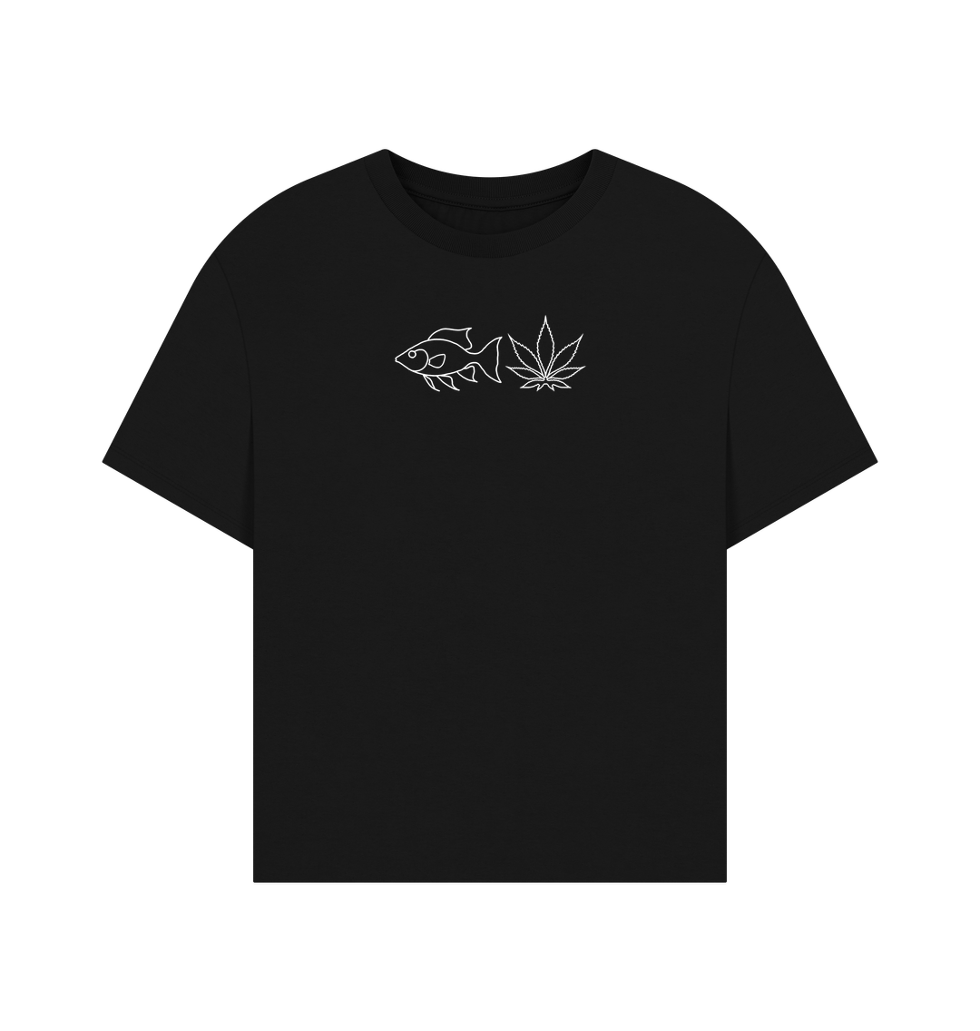 Black FISHNLEAF WHITE LOGO - WOMENS OVERSIZE T