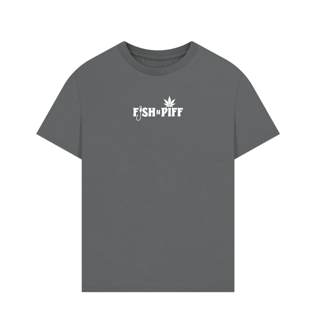 Slate Grey FISHNPIFF HEMP LEAF WHITE LOGO - MENS OVERSIZE T