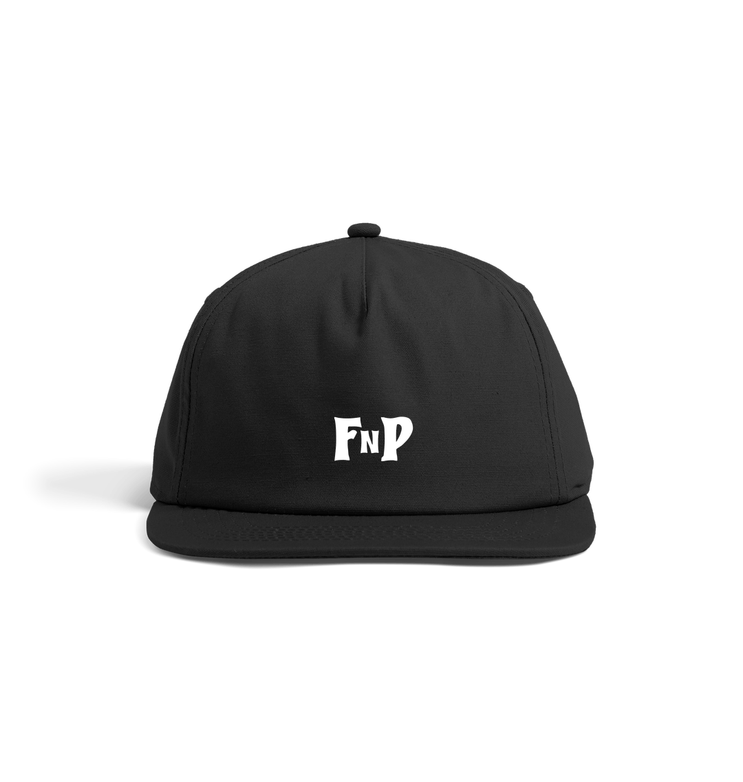 Black FnP 5 Panel Hat - White Logo