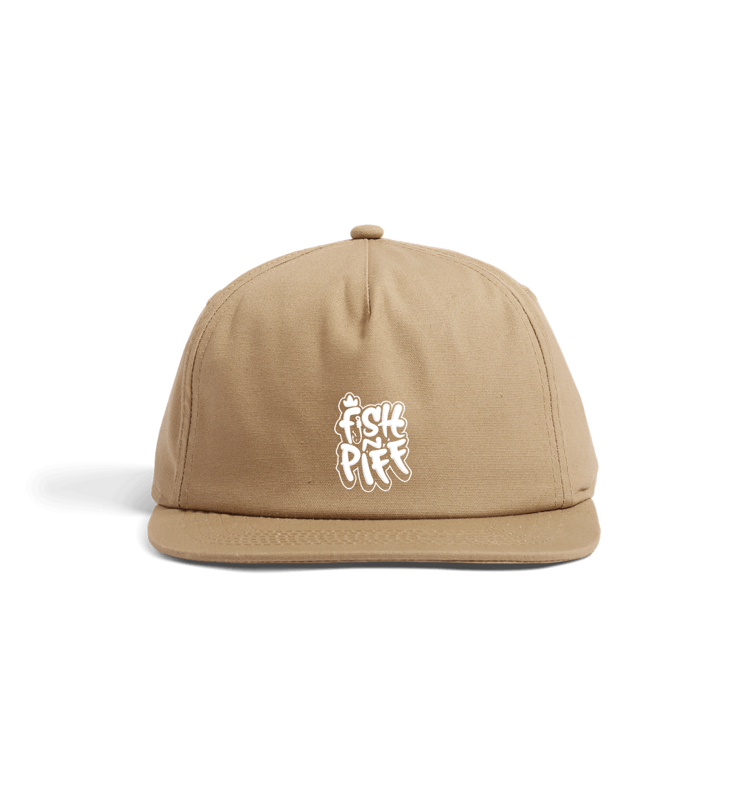 Desert Sand FISHNPIFF GRAFFITI LOGO 5 Panel Hat - White Logo