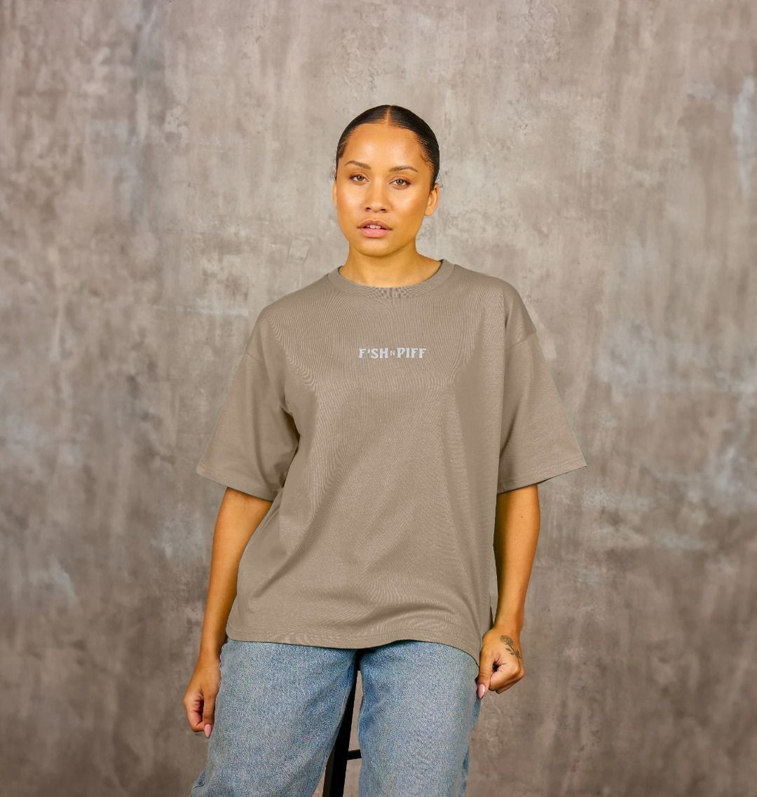 STINK UP THE SWIM - WHITE BOX LOGO - WOMENS OVERSIZE T