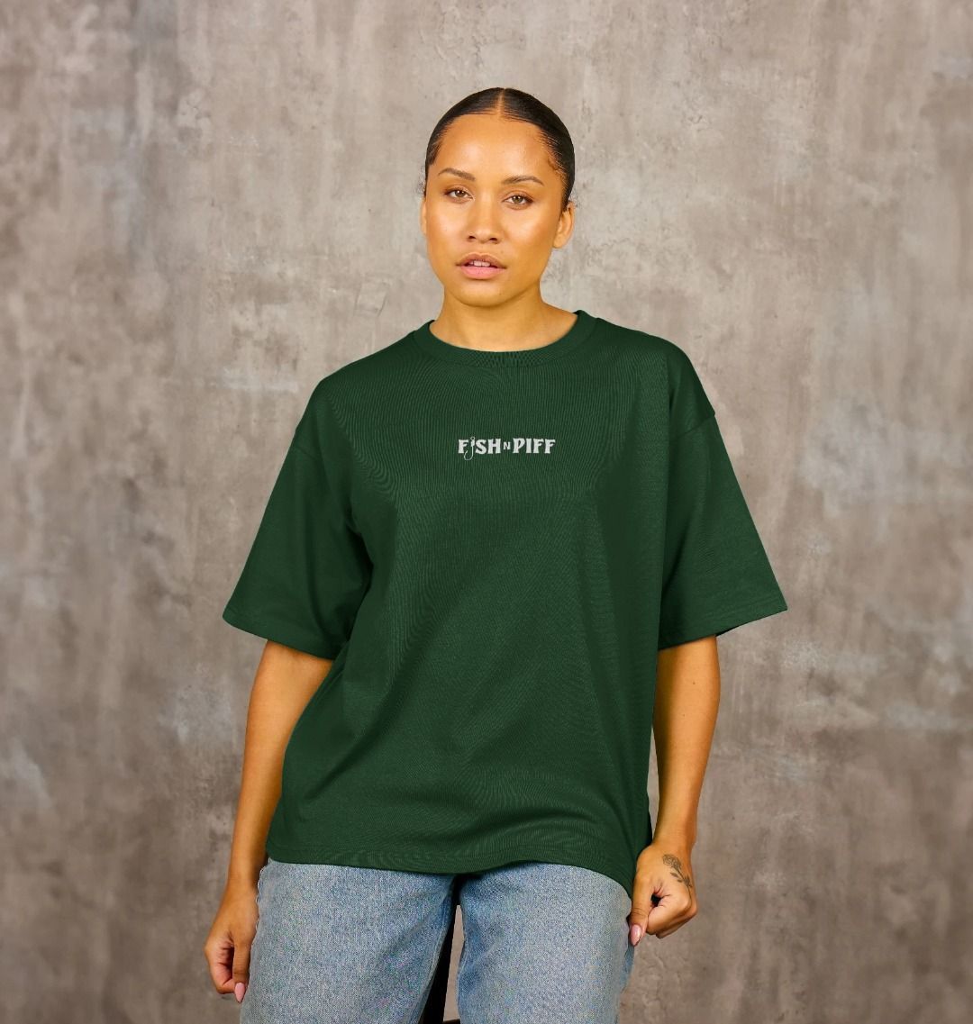 FISHNPIFF WHITE BOX LOGO - WOMENS OVERSIZE T