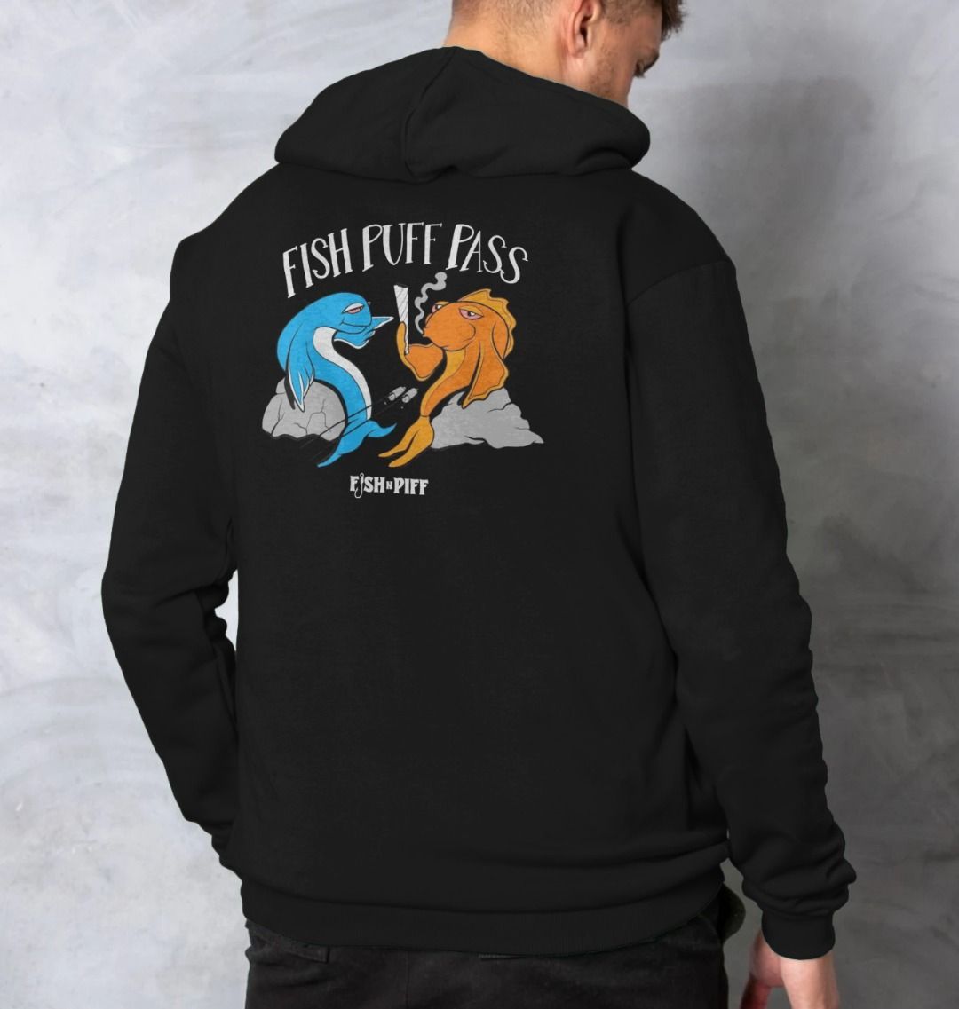 FISH PUFF PASS - Unisex Hoody White Box Logo