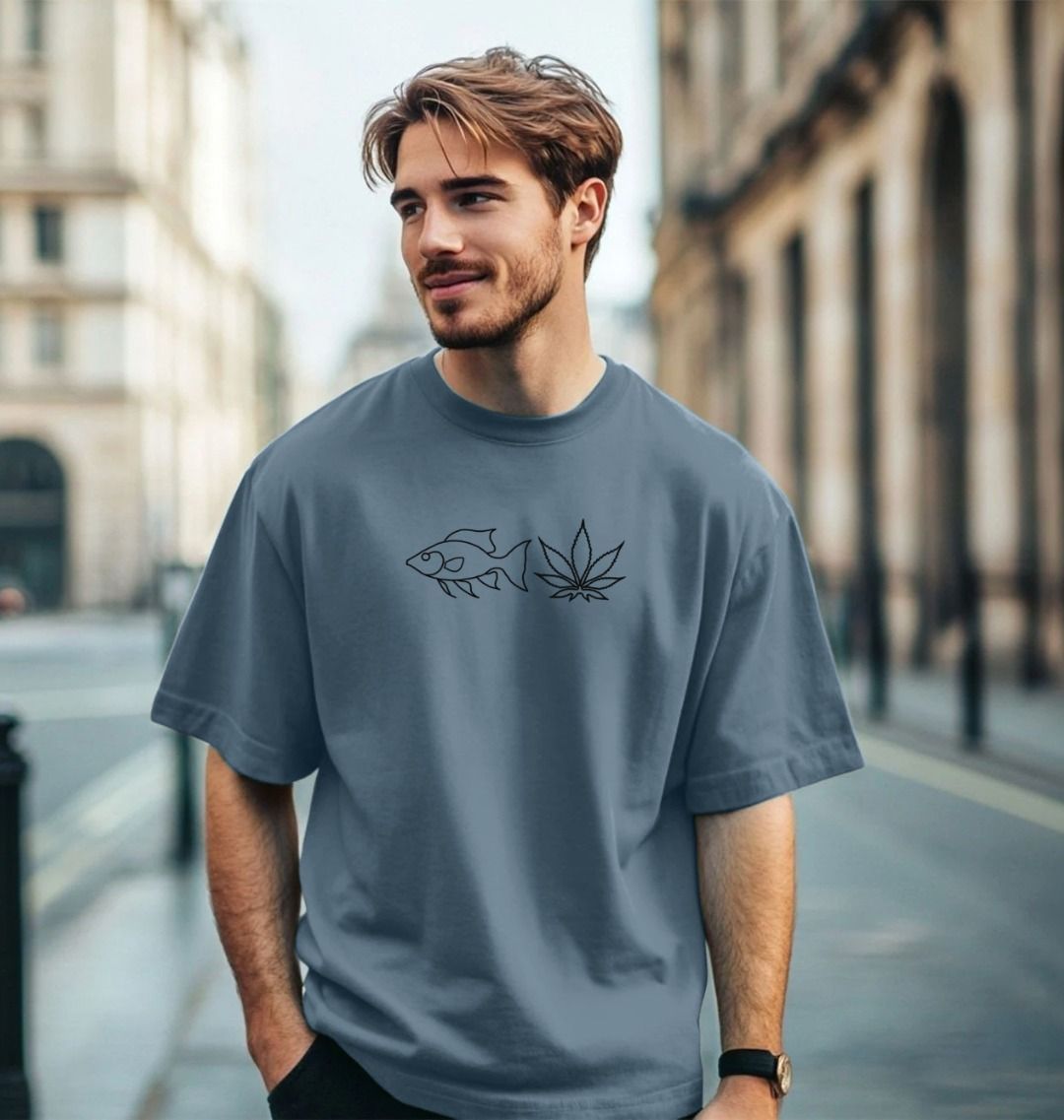 FISHNLEAF - Men's Oversize T Black Logo