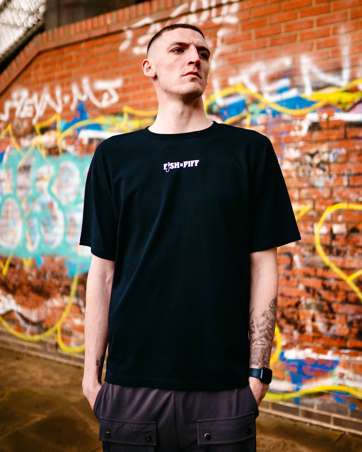 STINK UP THE SWIM WHITE BOX LOGO - MENS OVERSIZE T