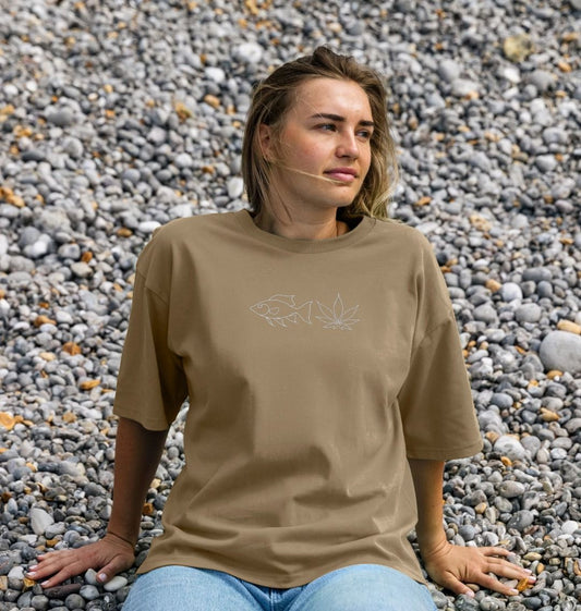 FISHNLEAF - Women's Oversized T White Logo